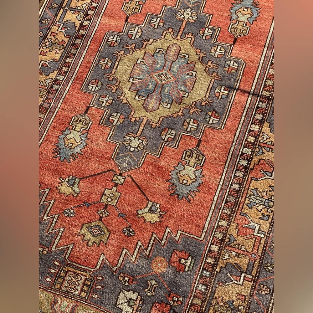 New Vintage Turkish rug red silky wool